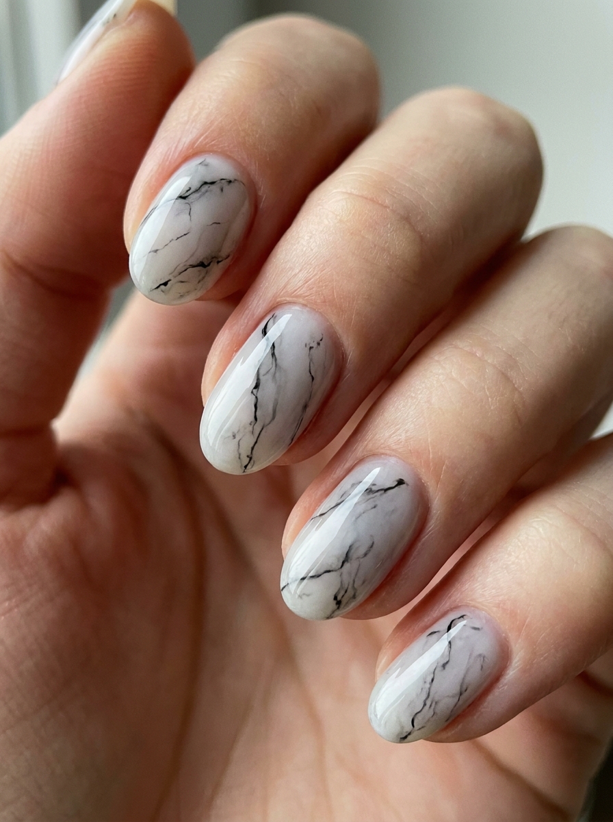 Black Marble Nails als Schwarze Nägel Ideen Inspiration 2026